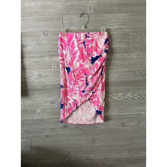 Lilly Pulitzer XS Palmer Faux Wrap Skirt Beach Bliss Tiki Pink